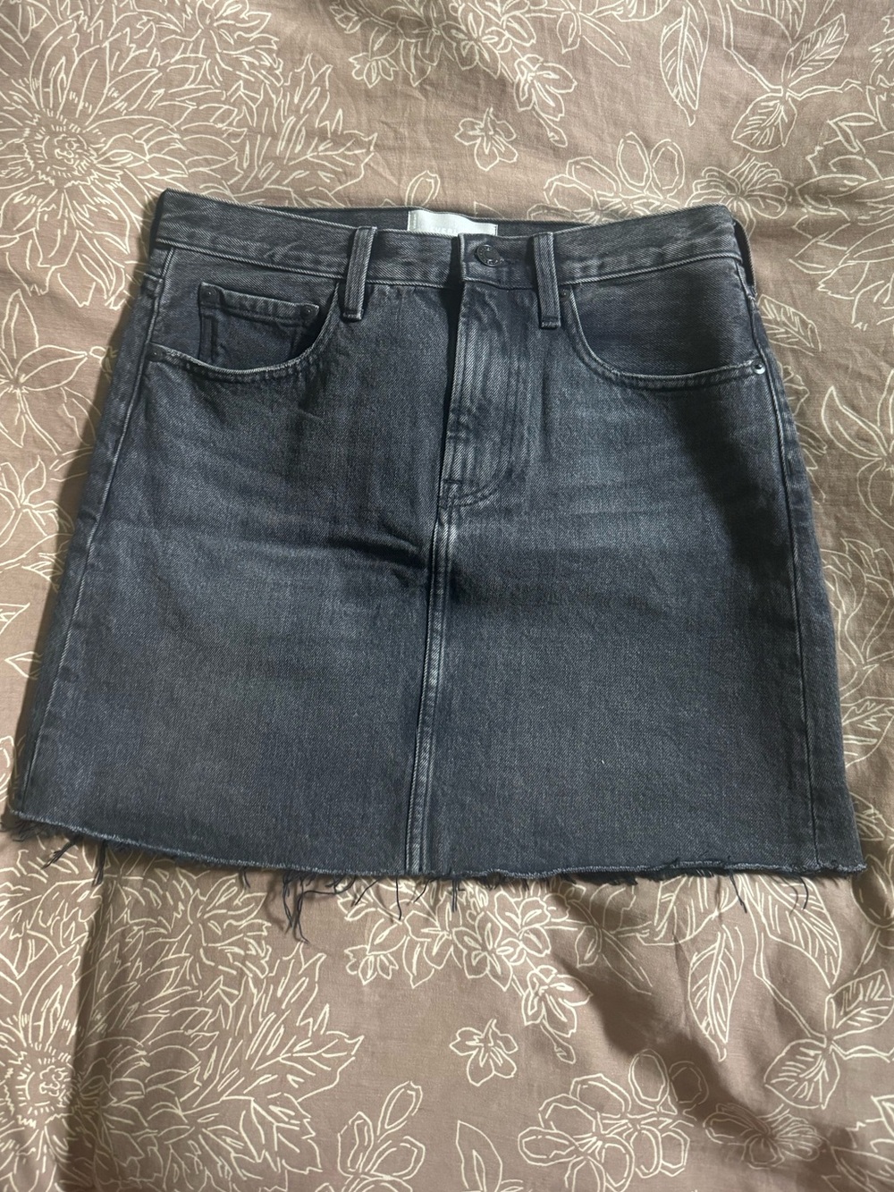 Everlane Black Washed Denim Mini Skirt size 28